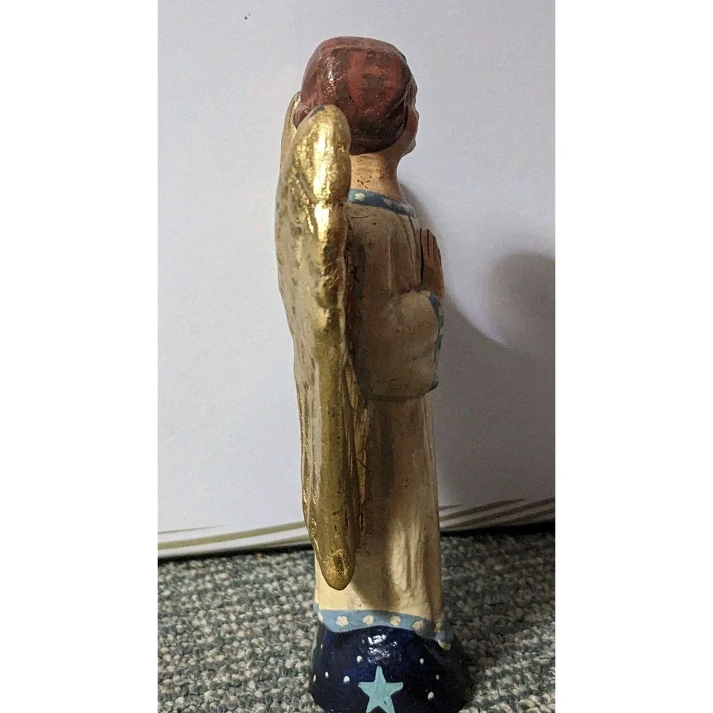 Vaillancourt Folk Art Chalkware Angel Stars Gown 2017 #173 11038 Gold Wings READ
